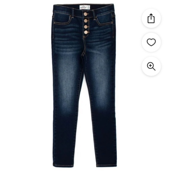 Girls Size 18 Super Skinny Stretch High Rise Dark blue Jeans NWT snap front - Picture 4 of 10